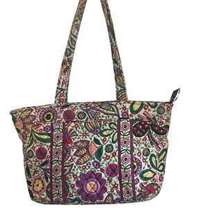 Vera Bradley quilted Floral paisley pink purple Patterned Tote Bag  grandmacore